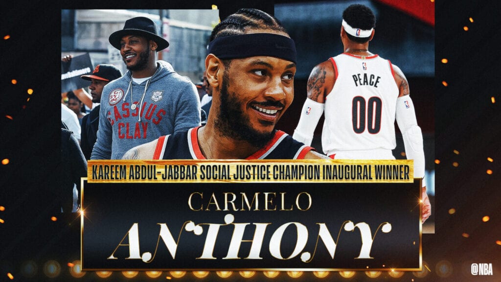 Carmelo Anthony Kareem Abdul-Jabbar Social Justice Champion NBA Award