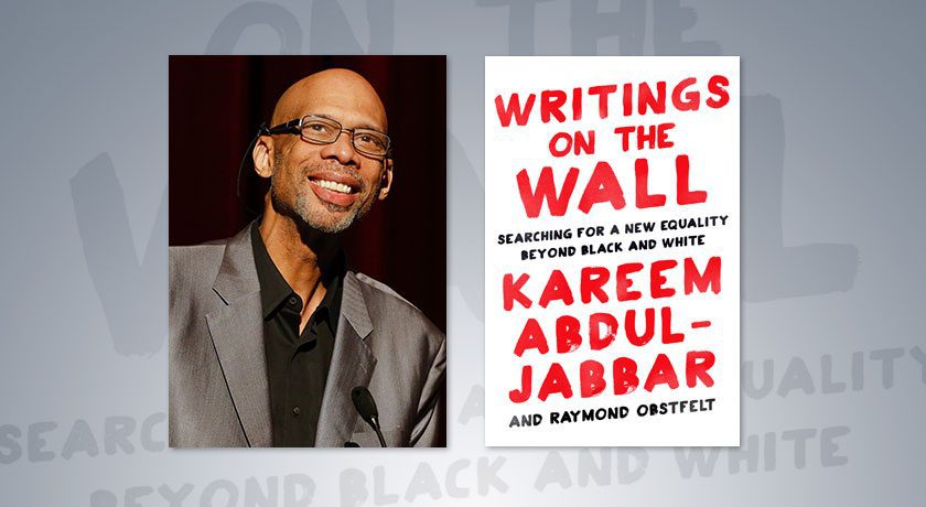 A book cover and an image of kareem abdul-jabbar.