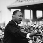 A black and white photo of martin luther king jr.