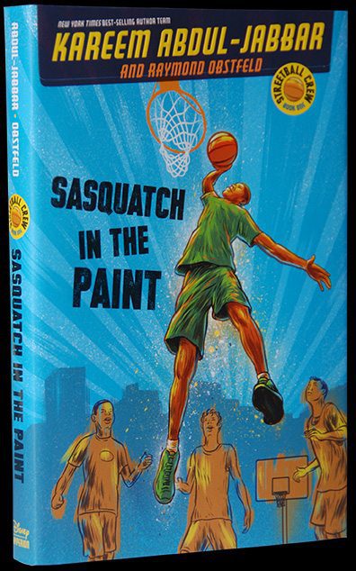 A book cover with a basketball player jumping in the air.