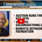 A picture of kareem abdul-jabbar on the news.